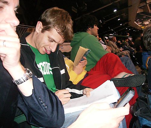 Brewers Game - bryan AJ Katie - texting grading reading