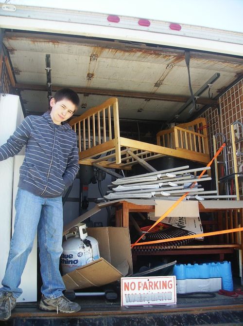 Beck Moving Day - 2 Caleb on truck