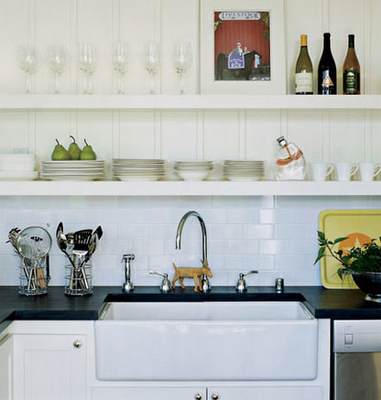 White farmhouse kitchen sink