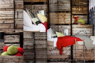 Beds - red bedding over crisp white sheets and pillowcases   via EST digital mag