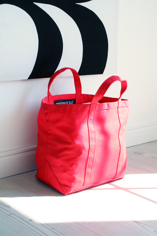 Simple red bag for newspapers